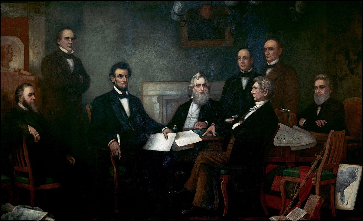 Abraham Lincoln Dönemi ABD (1861-1865) Baskan Lincolnun Ozgurluk Bildirgesinin Francis Bicknell Carpenter Tarafindan Ilk Okunusu