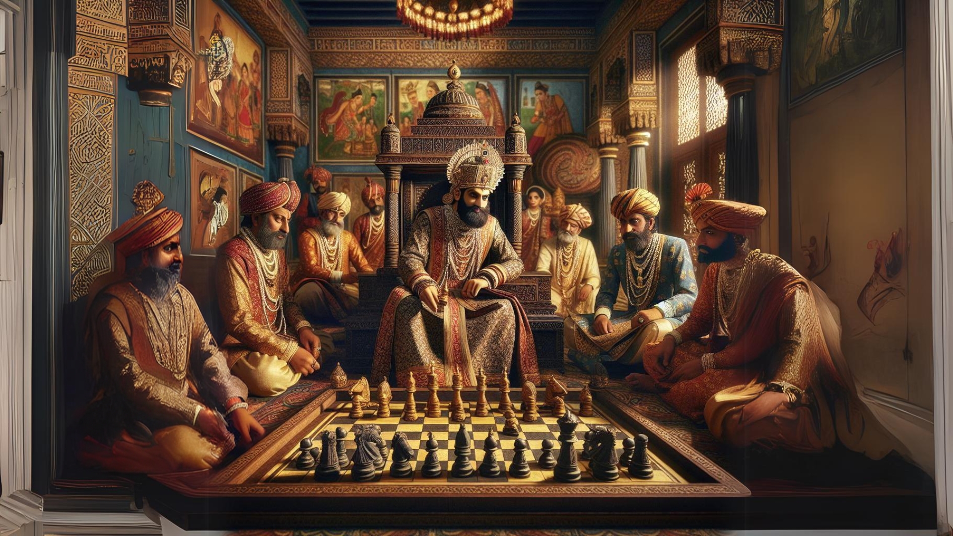64 Karede Strateji: Satranç Tarihi Antik Hintli insanlar satranc oynuyor