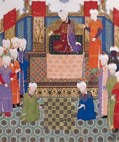 64 Karede Strateji: Satranç Tarihi Bayasanghori Sahnamenin 1430 yilinda yapmis oldugu bir Fars minyatur resminden iki satranj satranc oyuncusu